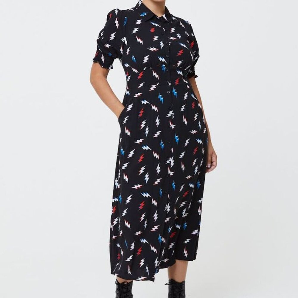 Joanie Clothing lightning bolt print midi dress
